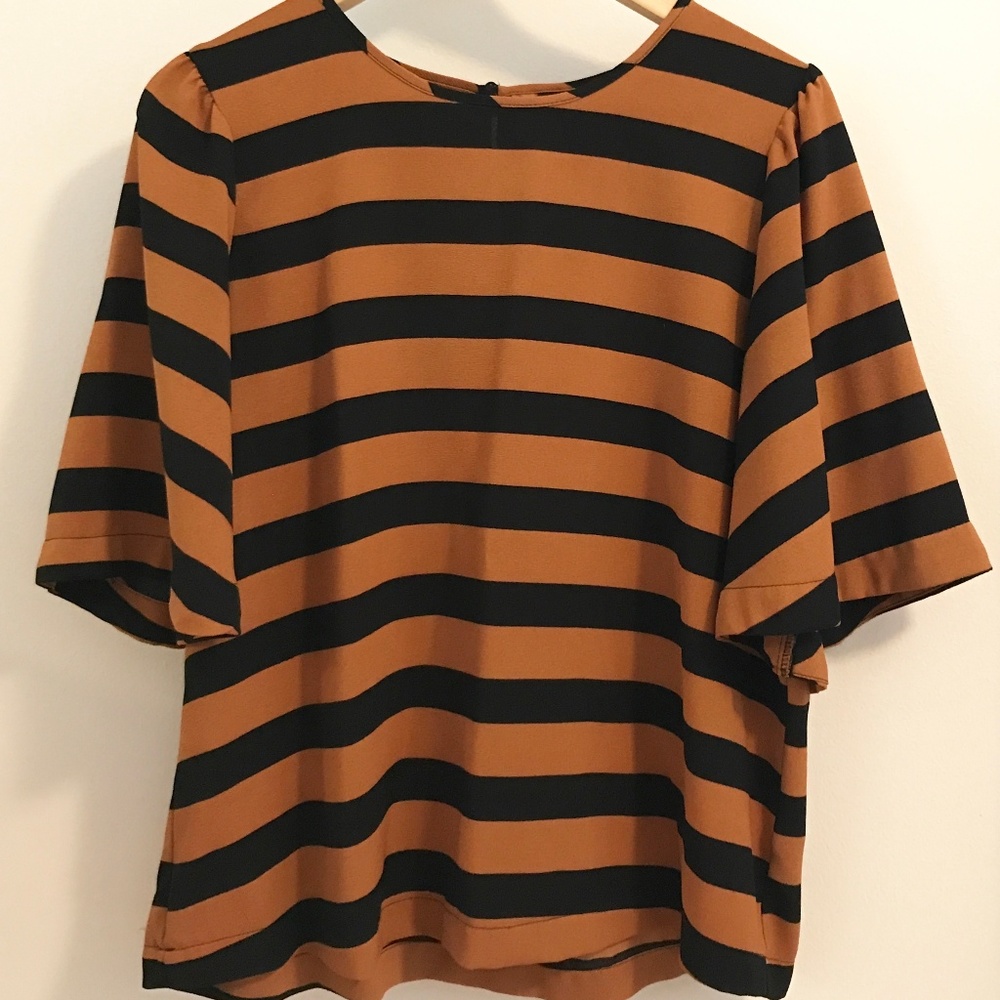 Who What Wear Striped Blouse - Gold and Black
